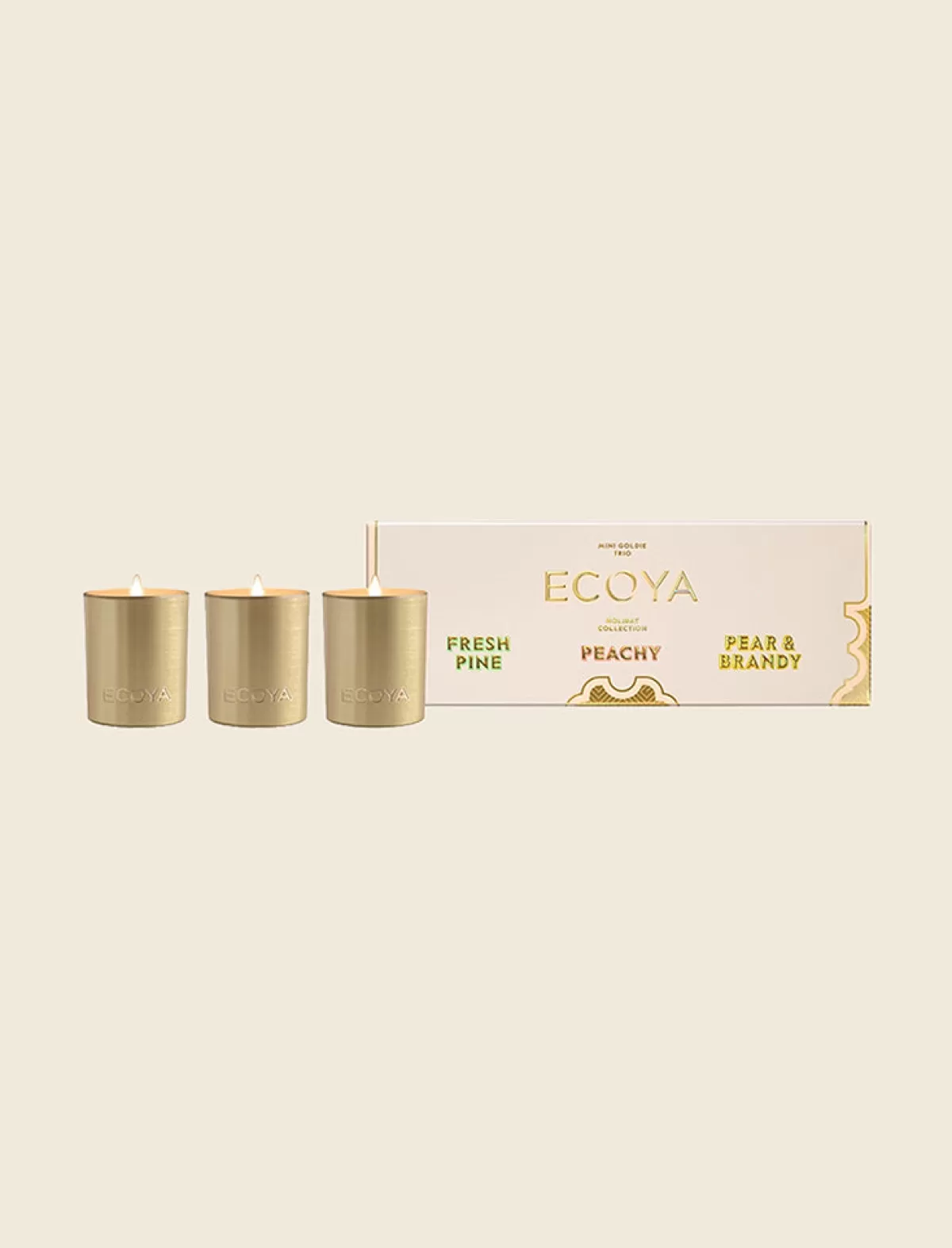 Papinelle Ecoya Mini Goldie Trio - Fresh Pine, Pear & Brandy, Peachy