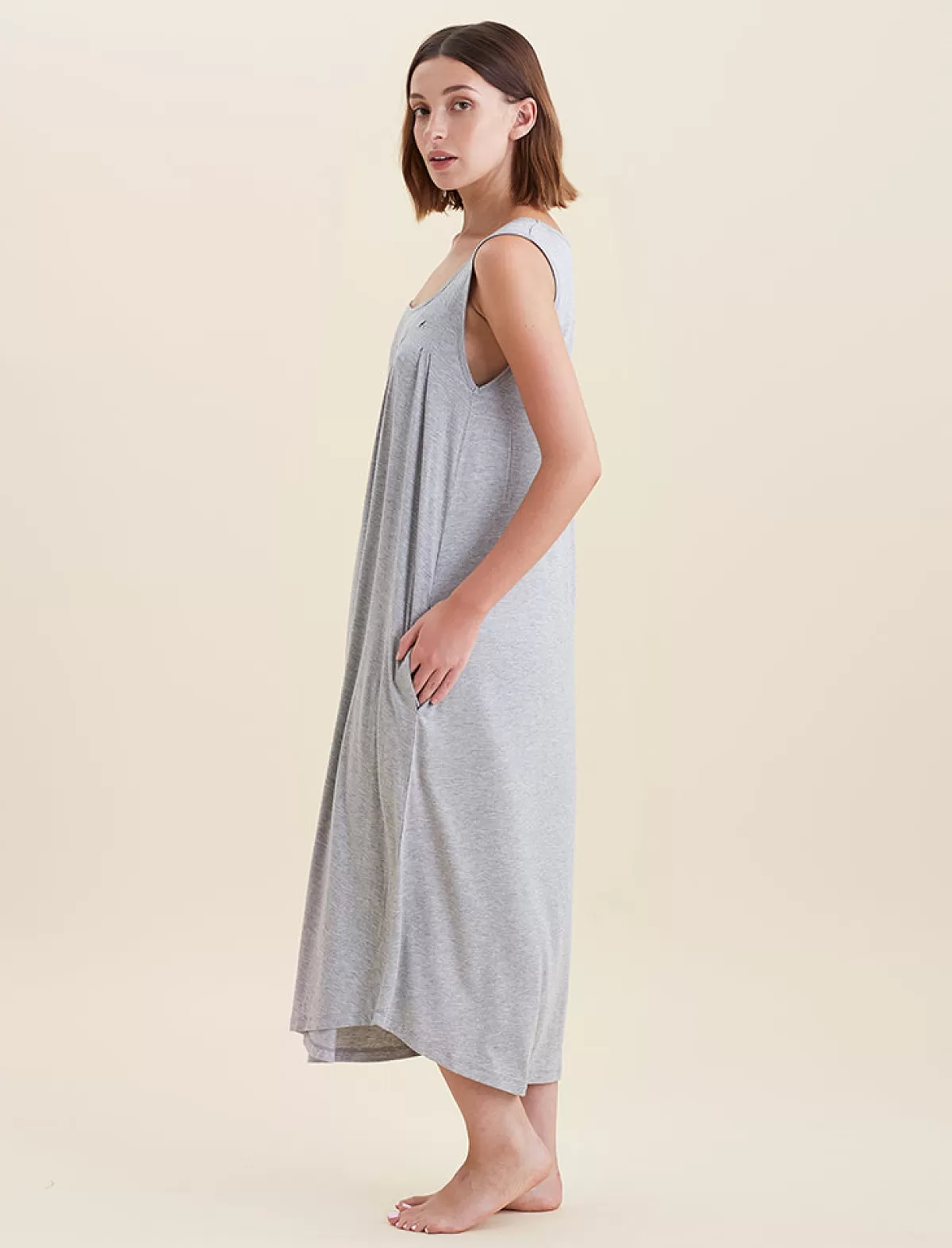 kate_modal_soft_pleat_front_maxi_nightie_2.webp Papinelle Kate Modal Soft Pleat Front Maxi Nightie