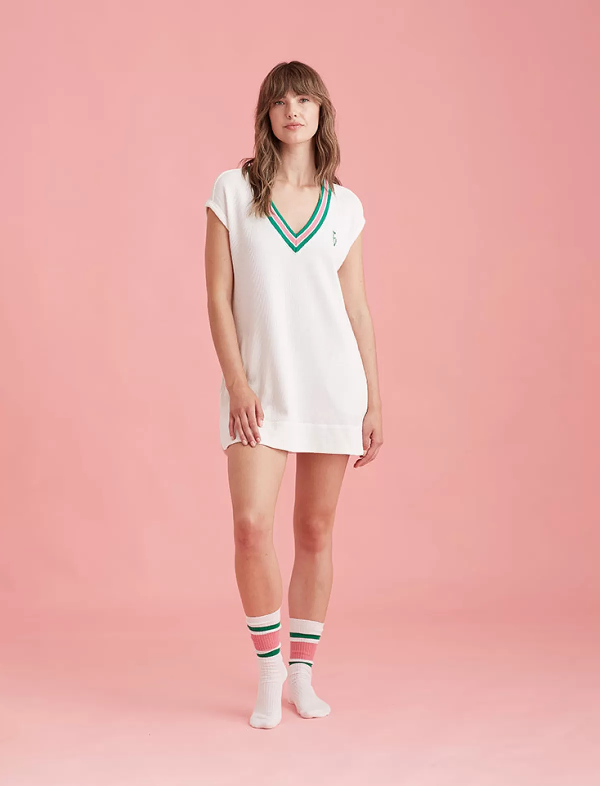 Papinelle Luxe Waffle Tennis Logo Tank Dress
