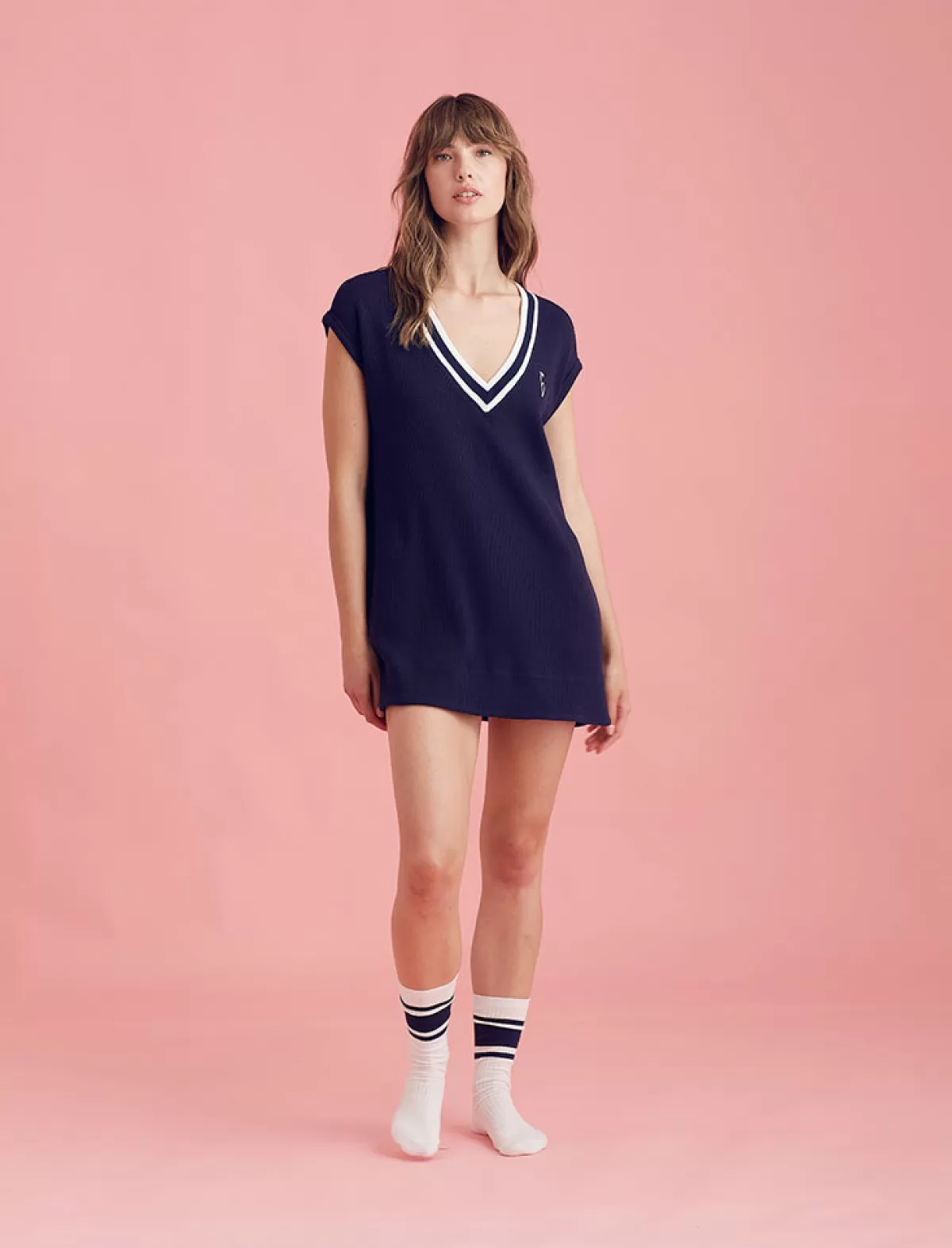 Papinelle Luxe Waffle Tennis Logo Tank Dress