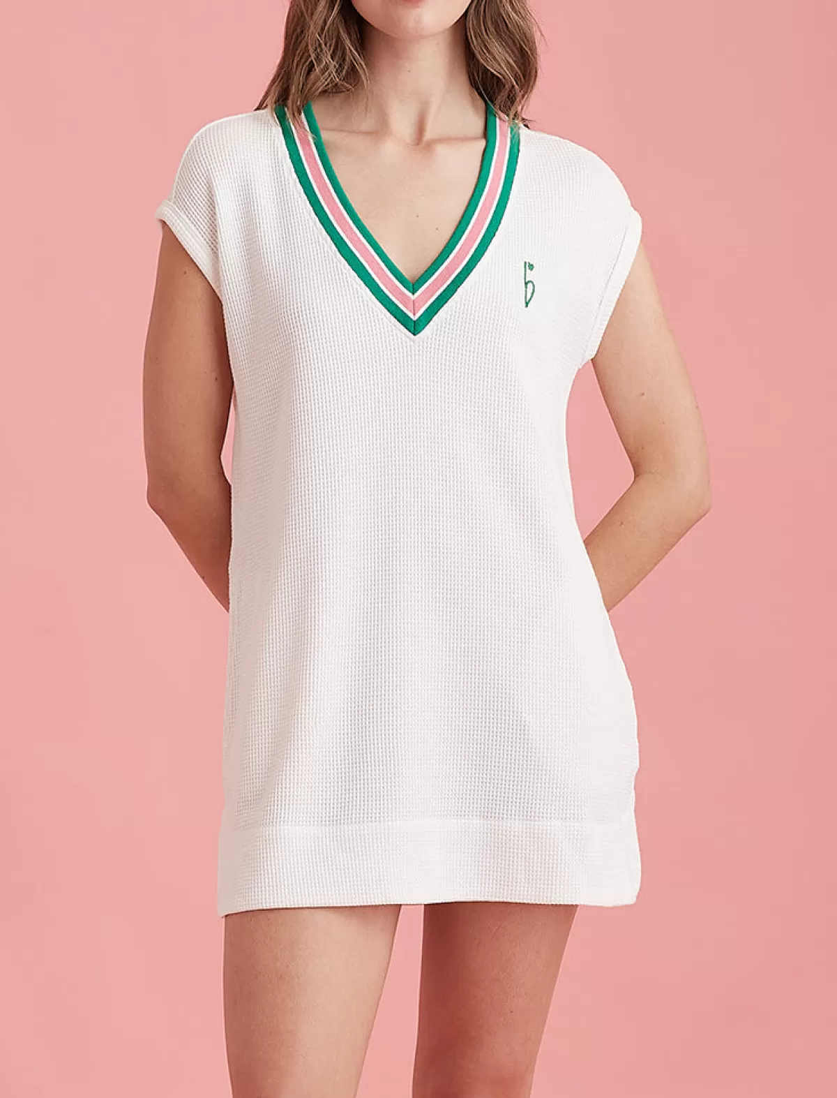 Papinelle Luxe Waffle Tennis Logo Tank Dress
