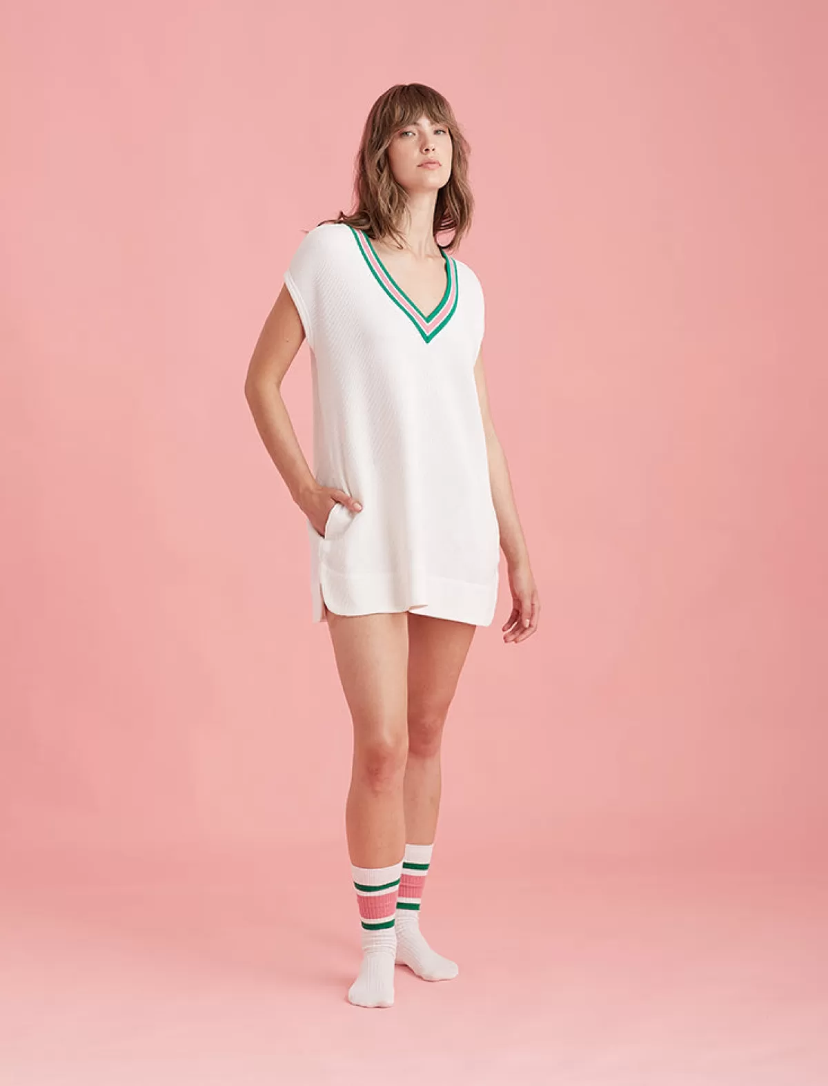Papinelle Luxe Waffle Tennis Tank Dress