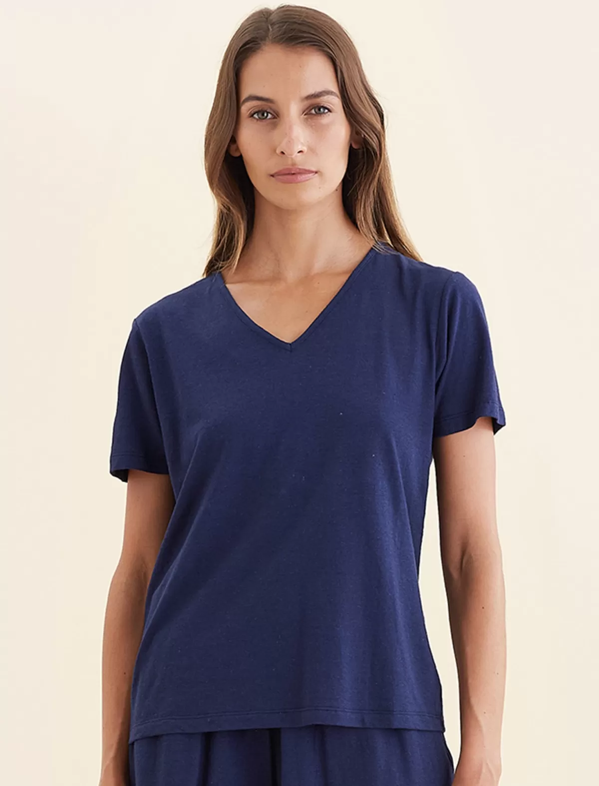 Papinelle Maya Linen Cotton V-Neck Tee