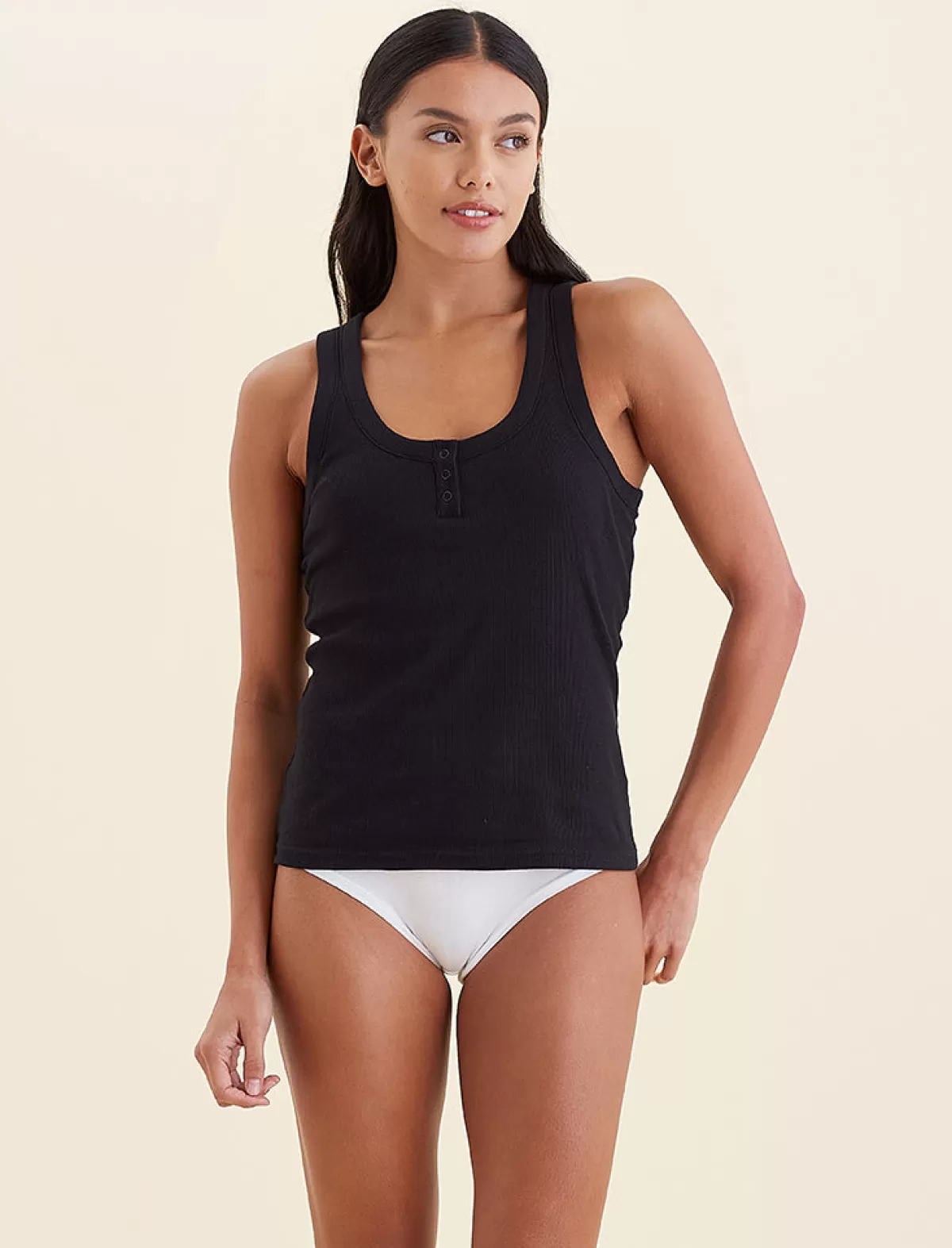 Papinelle Milla Rib Shelf Bra Henley Tank