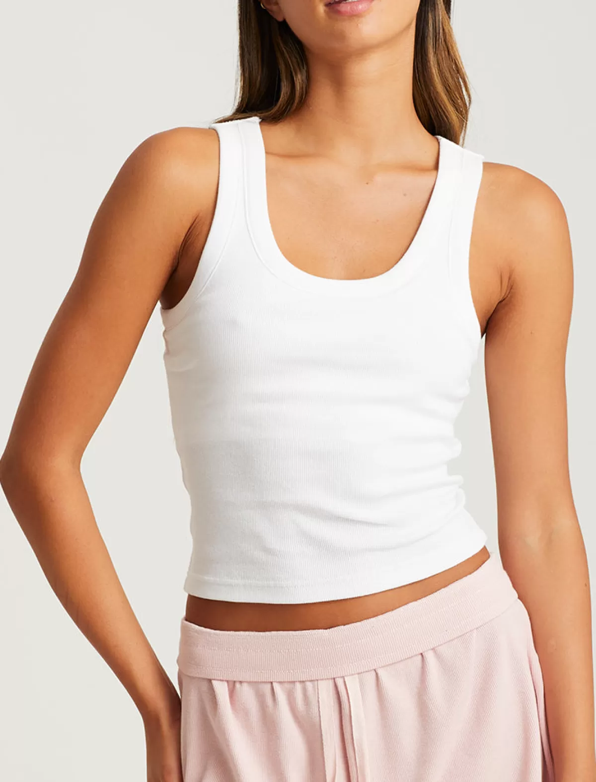 Papinelle Milla Rib Shelf Bra Semi Crop Tank