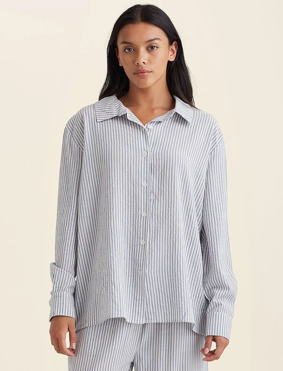 Papinelle Sabine Seersucker Stripe Boyfriend Shirt
