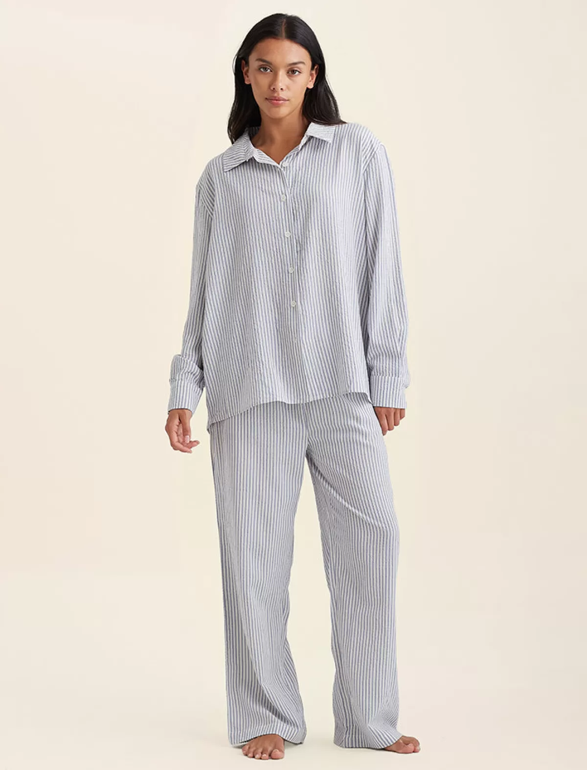 Papinelle Sabine Seersucker Stripe Boyfriend Shirt