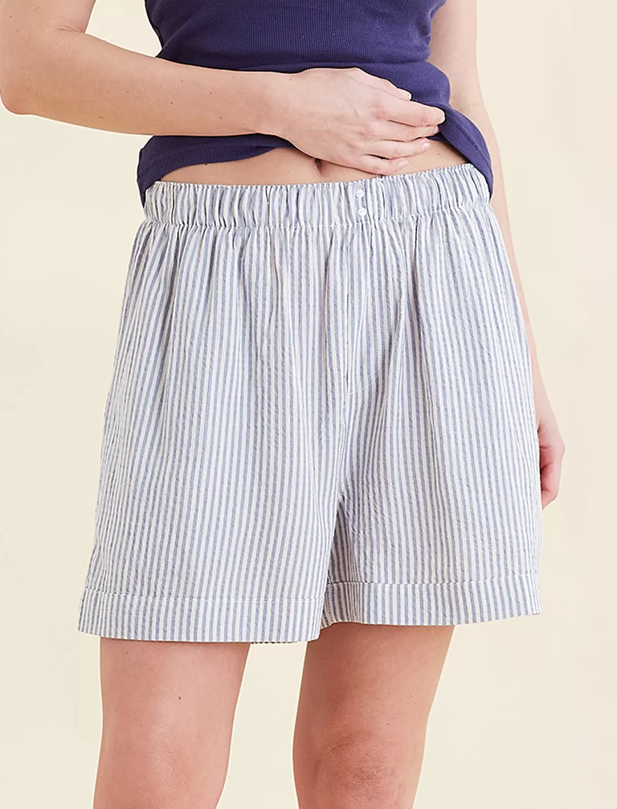 Papinelle Sabine Seersucker Stripe Boyfriend Short