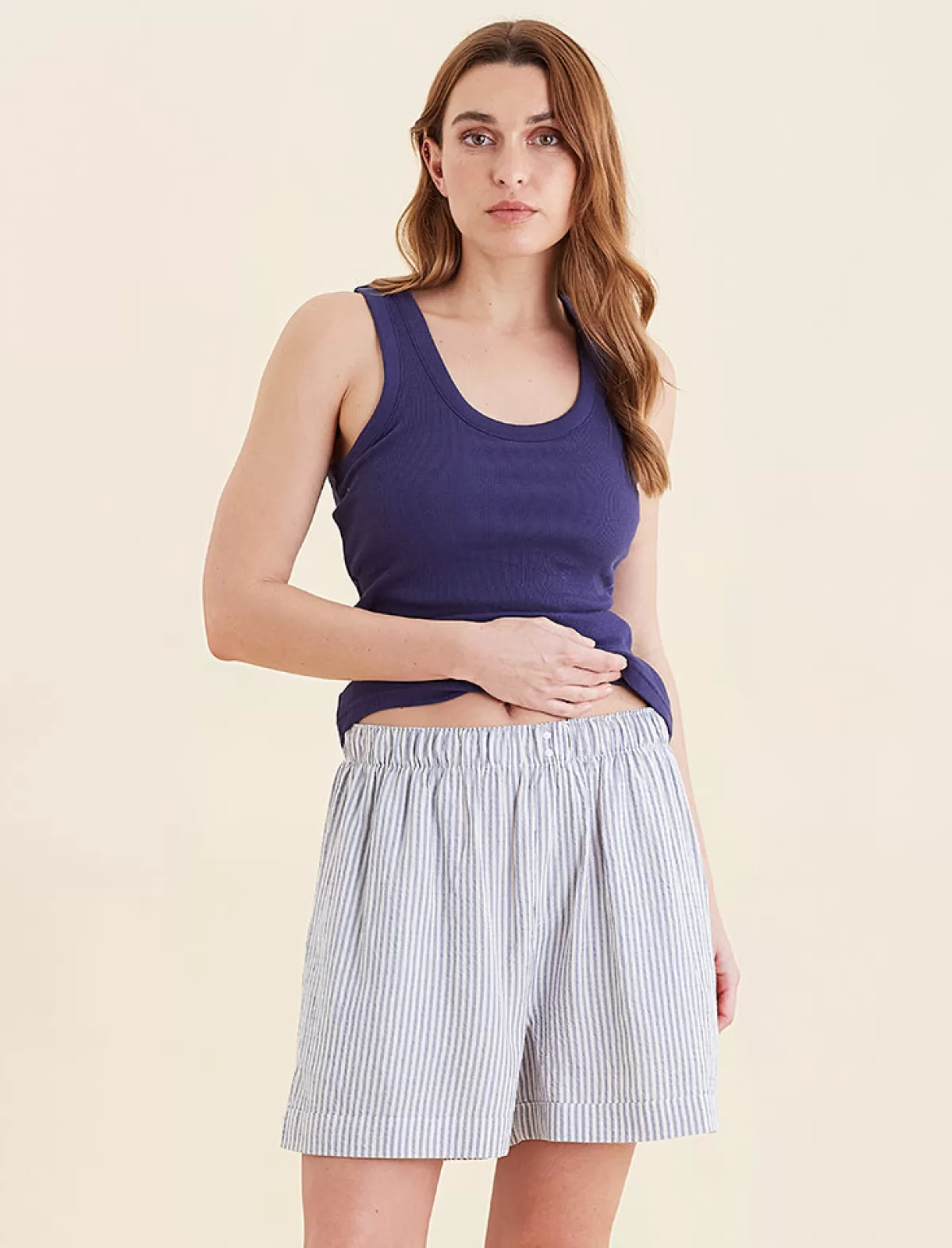 Papinelle Sabine Seersucker Stripe Boyfriend Short