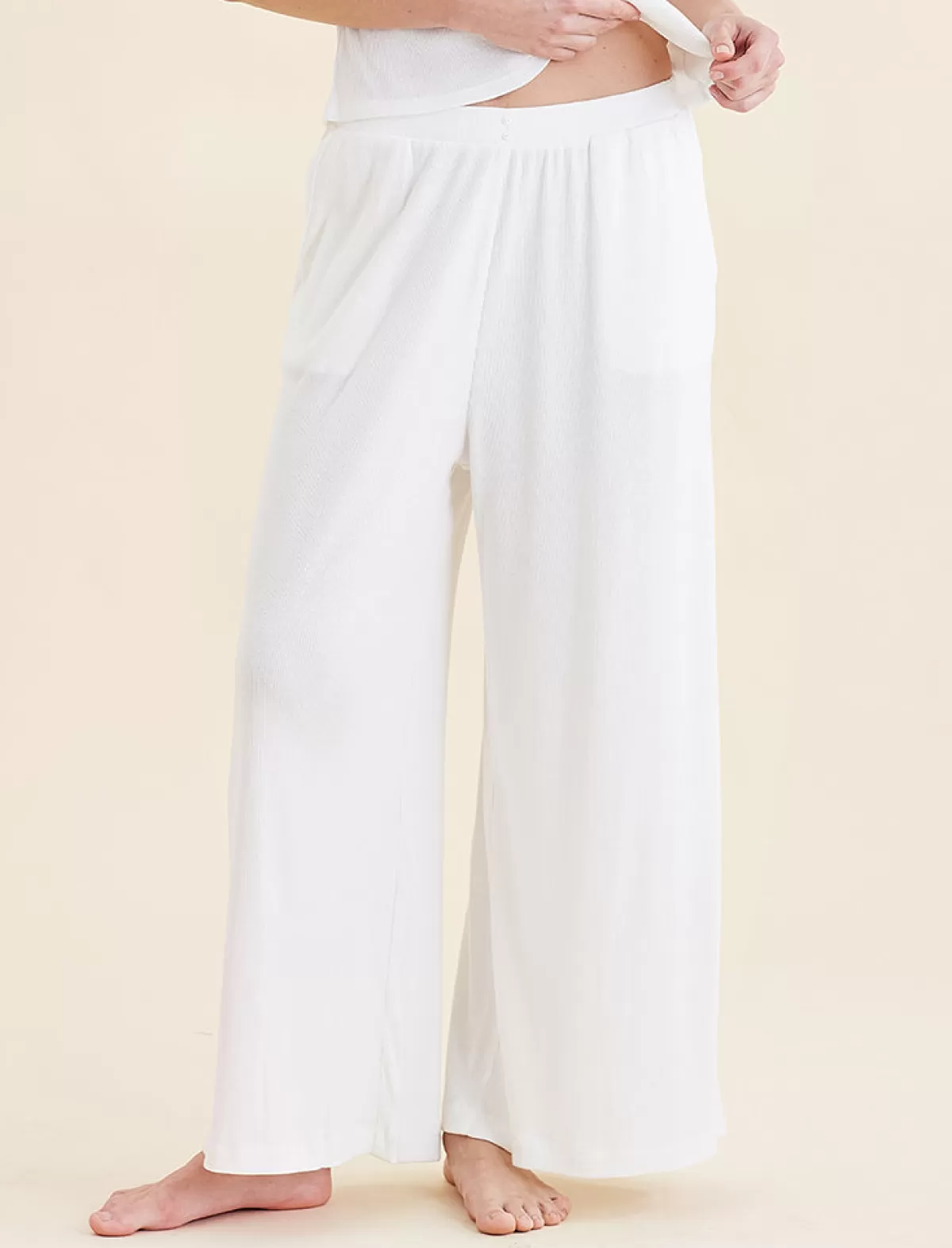 Papinelle Soft Baby Rib Full Length Wide Leg Pant