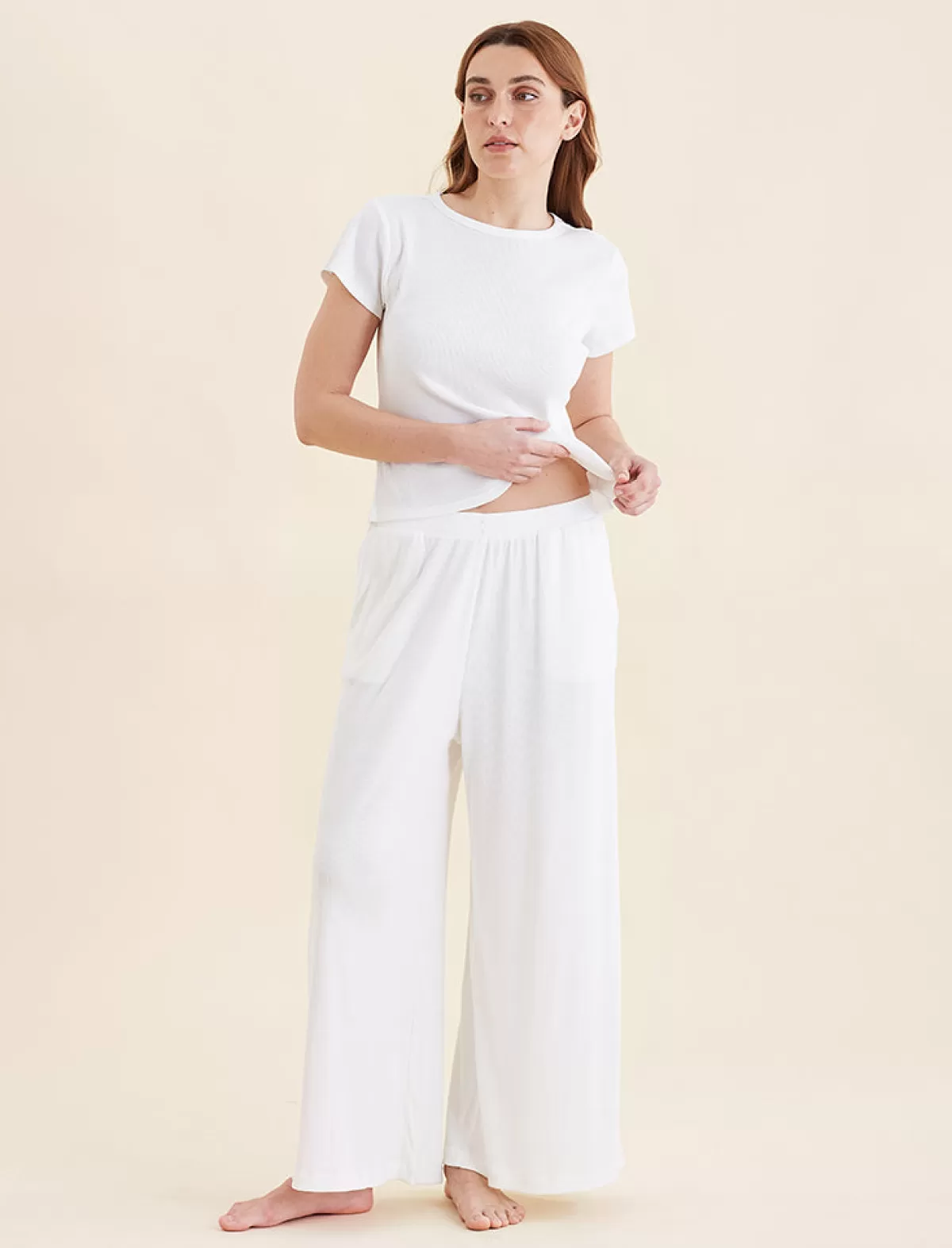 Papinelle Soft Baby Rib Full Length Wide Leg Pant