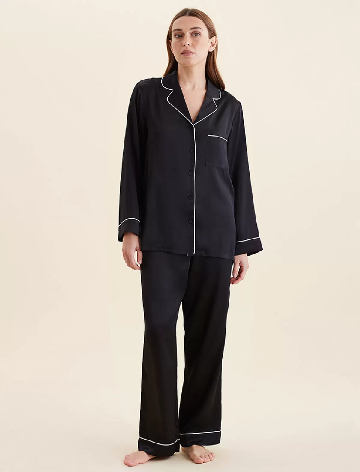 Papinelle Sylvie Silk Piped Full Length PJ