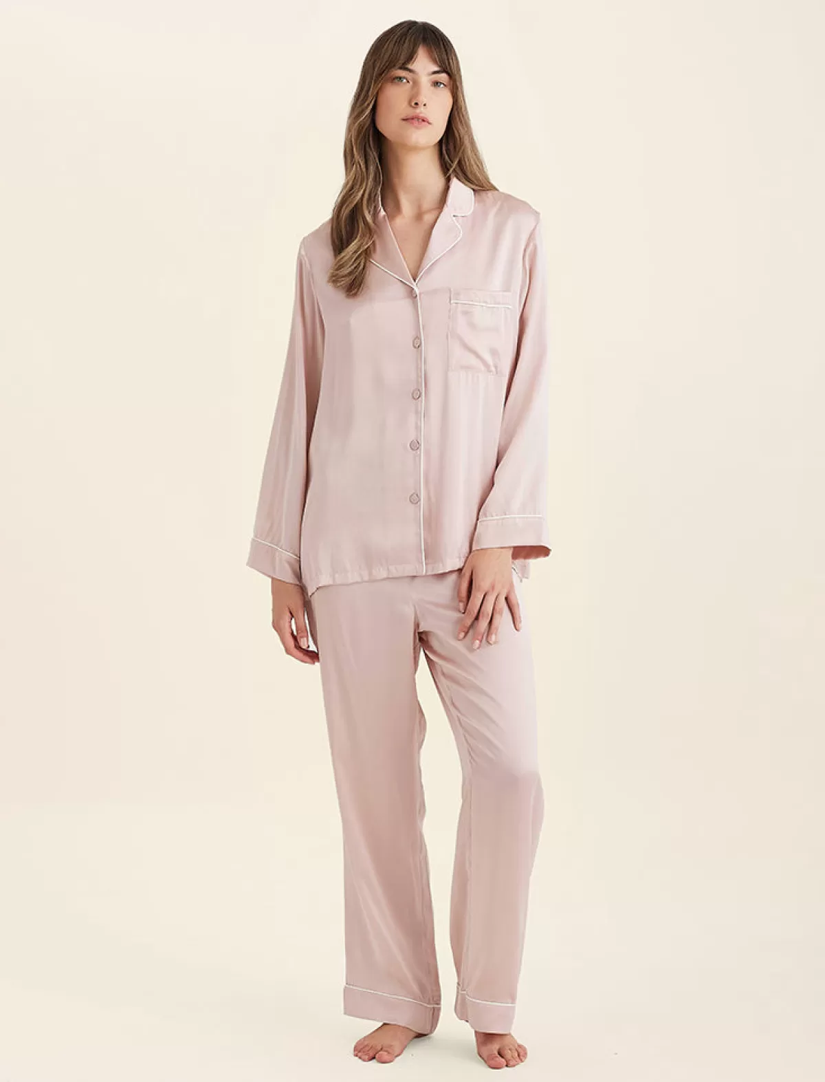 Papinelle Sylvie Silk Piped Full Length PJ