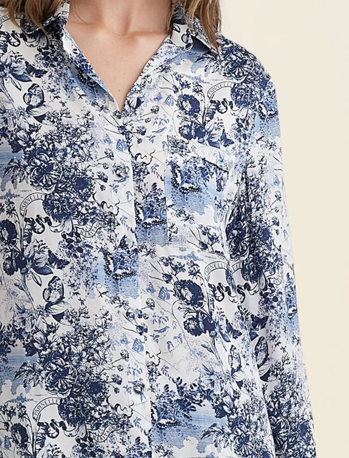 Papinelle Toile De Jouy Pure Silk Full Length PJ Set