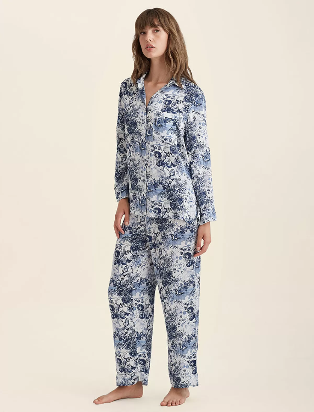 toile_de_jouy_pure_silk_full_length_pj_set_3.webp Papinelle Toile De Jouy Pure Silk Full Length PJ Set